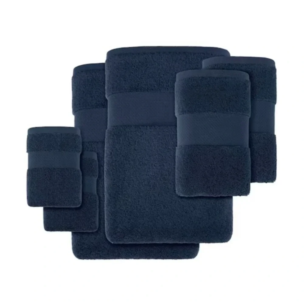 Madison Park Signature Turkish Cotton 6pc Towel Set in Navy, Bath,Hand,Washcloth